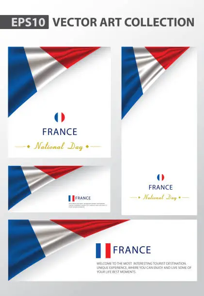Vector illustration of FRANCE Colors Background Collection,FRENCH National Flag (Vector Art)