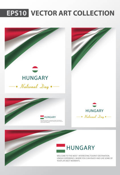 illustrazioni stock, clip art, cartoni animati e icone di tendenza di ungheria colors background collection,bandiera nazionale ungherese (vector art) - hungarian flag