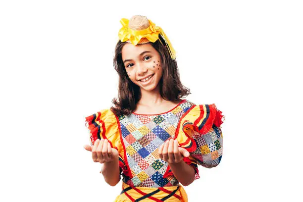 Photo of Brazilian girl wearing typical clothes for the Festa Junina - June festival