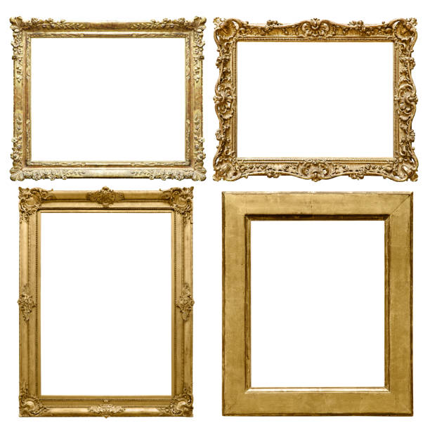 Set of Golden Vintage Frame isolated on white background (All clipping paths included) Set of golden vintage frame isolated on white background (All clipping paths included) art deco photos stock pictures, royalty-free photos & images