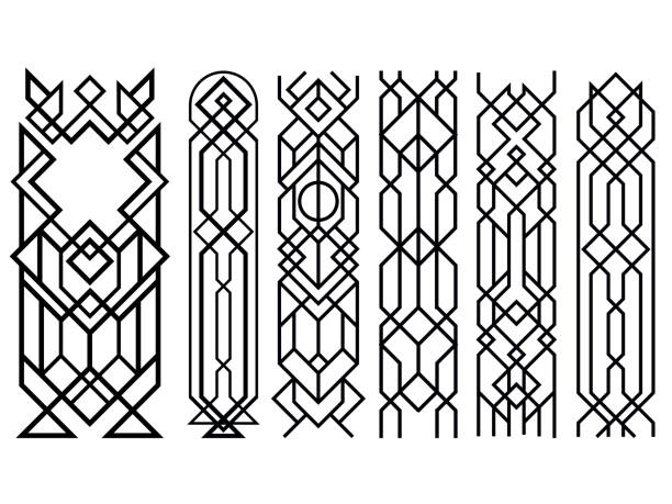 illustrations, cliparts, dessins animés et icônes de ornement géométrique abstrait noir - viking