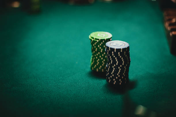 Playing chips flying at the white background. 3d illustration.