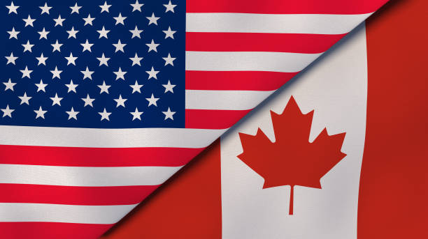 флаги сша и канады. новости, репортажи, бизнес-фон. 3d иллюстрация - canada investment dollar canadian flag стоковые фото и изображения