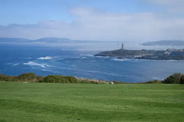 Photo of Views of the Tower of Hercules from Monte de San Pedro in La Coruña, Galica, Spain, Europe.