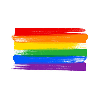 Rainbow pride LGBT flag - paint style vector illustration. Lesbian, Gay, Bisexual and Transgender rights.