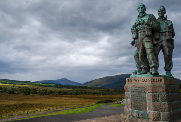 Lochaber, Scotland, UK: Sep 22, 2017: The Commando Memorial overlooks the training areas of the Commando Training Depot established in 1942 at Achnacarry Castle.