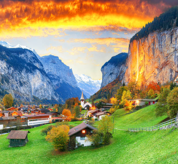 istock Fantastic autumn scene in Swiss Alps 1243288673