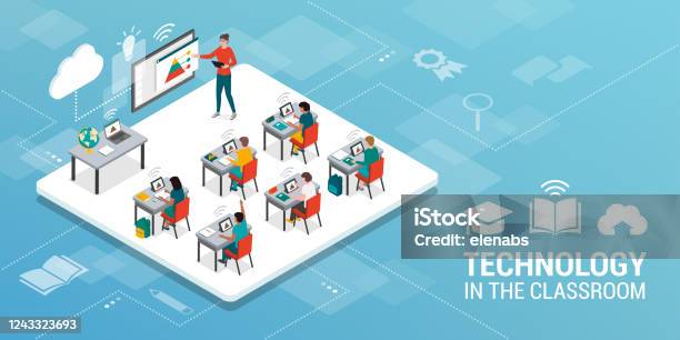 Elearning Online Education And Virtual Classroom Stock Illustration -  Download Image Now - Classroom, Technology, High School - iStock