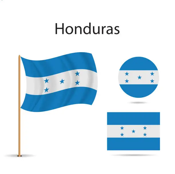 Vector illustration of Vector - Honduras national flag, vector illustration on a white background