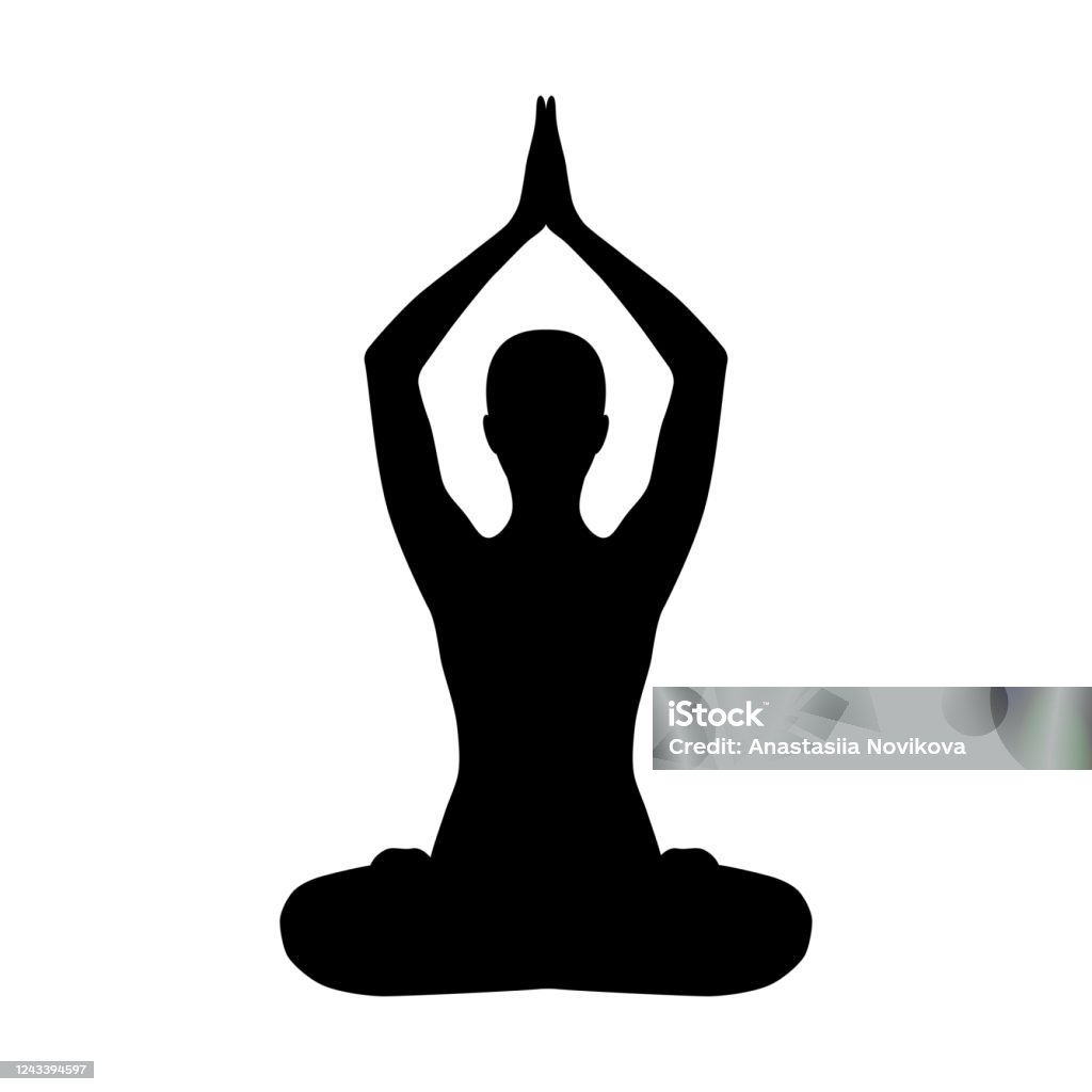 Hình Bóng Vector Của Người Phụ Nữ Tập Yoga Tư Thế Hoa Sen Hình ...