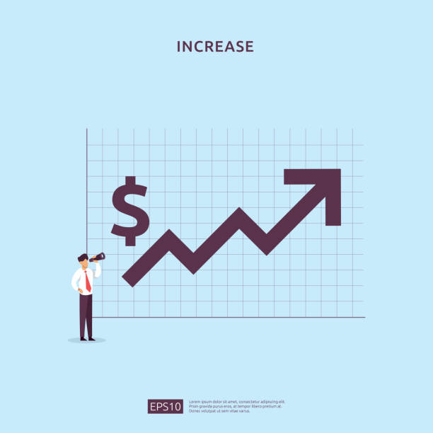 istock Finance performance concept. business profit increase with growth up arrow and people character. income salary rate grow margin revenue with dollar symbol. return on investment ROI vector illustration 1243412436