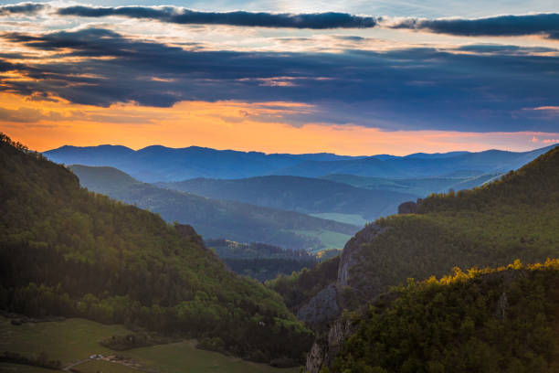 istock Mountainous landscape at sunset at spring time. 1243414188