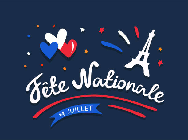 illustrazioni stock, clip art, cartoni animati e icone di tendenza di fete nationale francaise - celebrazione della festa della bastiglia il 14 luglio o festa nazionale francese. - national holiday illustrations