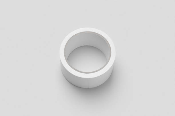 istock White duct tape mockup on a grey background. 1243444333