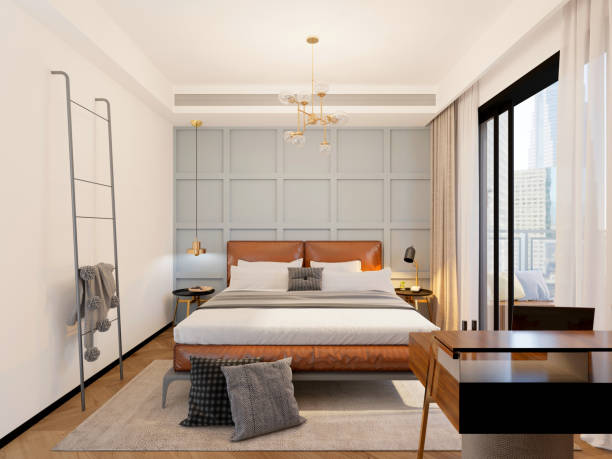 istock 3D Render of bedroom in luxury hotel 1243481450