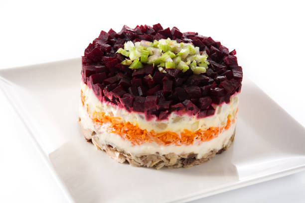 istock Traditional Russian herring salad with beetroot and carrots 1243486527