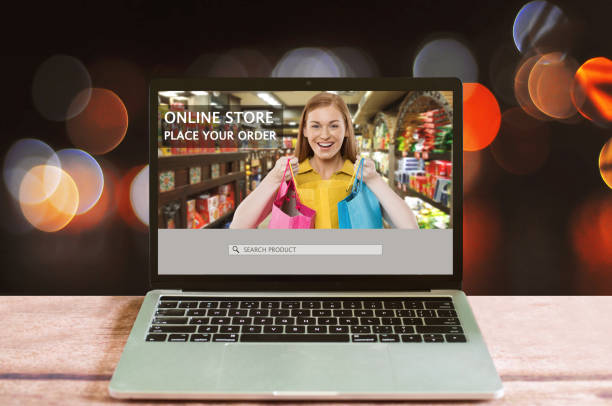 istock Online store website on laptop 1243494952