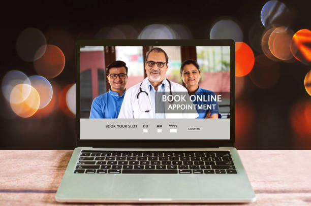 istock Booking online appointment with doctor on laptop 1243496243
