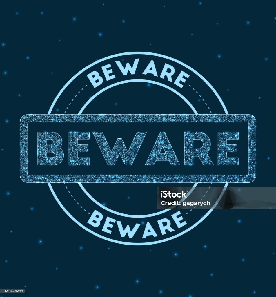 Beware Logo Rounded Beware Glowing Round Badge Stock Illustration - Download Image Now ...