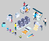 Printing services, vector flat 3d isometric illustration