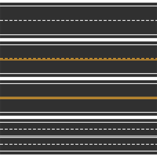 ilustraciones, imágenes clip art, dibujos animados e iconos de stock de colección de diferentes vías públicas con diferentes marcas aisladas sobre un fondo blanco. vector. - land vehicle multiple lane highway driving traffic