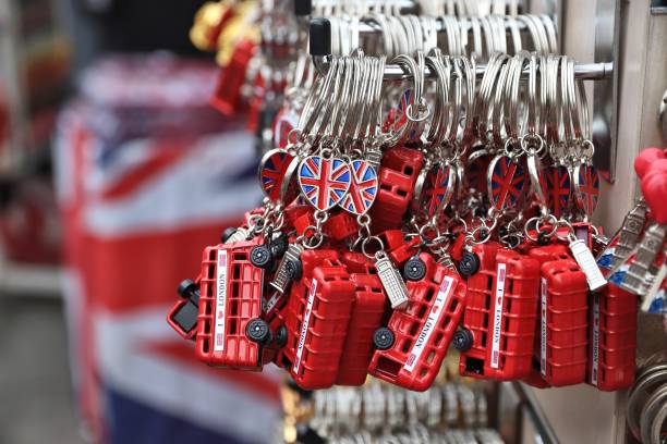 London souvenirs Souvenirs from London at a gift store. London is the most populous city in the UK with 13 million people living in its metro area. London Memorabilia stock pictures, royalty-free photos & images