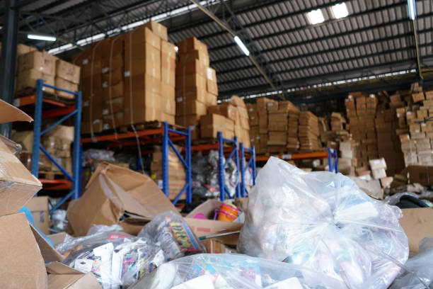 Messy unorganized warehouse stock photo