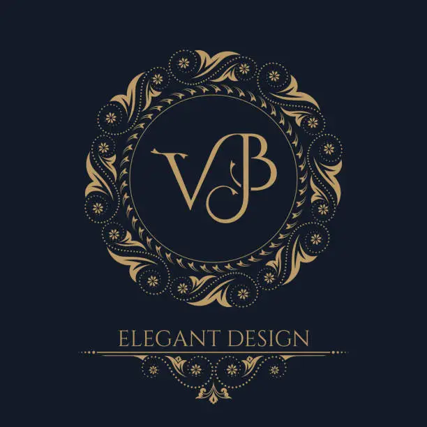 Vector illustration of Monogram from the intertwining letters VB