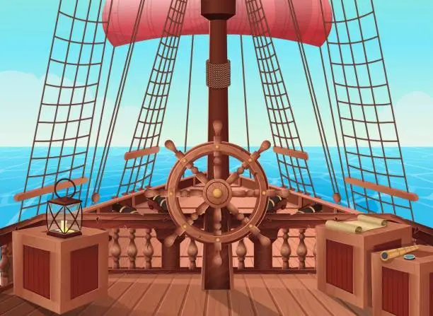 Vector illustration of SHIP OF PIRATES