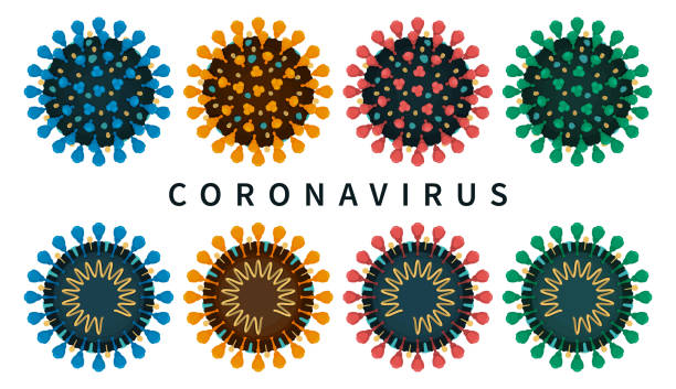 структура коронавируса covid-19 изолированный набор - human lung healthy lifestyle healthcare and medicine green stock illustrations