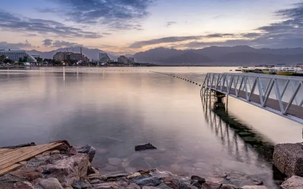 Photo of Central public beach of Eilat at night