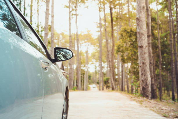 istock online application rent car or insurance support travel activity in new normal from modern compact car on country road background 1243593910