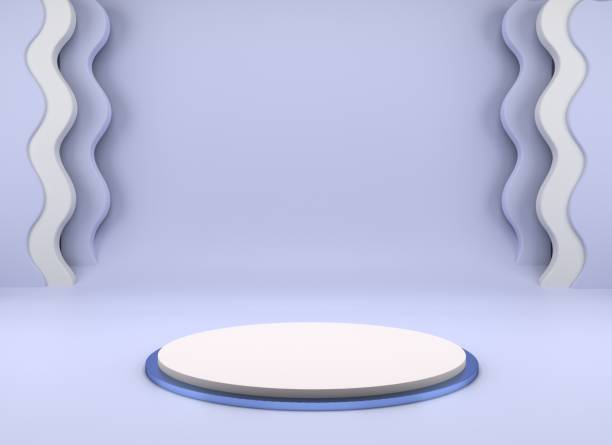 istock Podium use for product presentation. Abstract wave background. 3d rendering - illustration. 1243596165