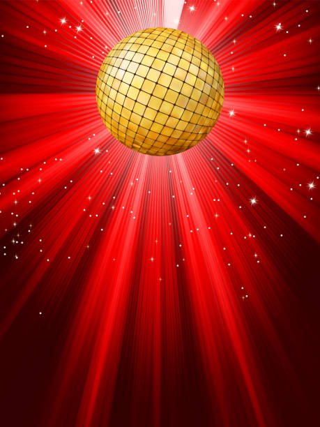 musująca czerwona kula dyskotekowa. eps 8 - disco ball sunbeam evening ball design stock illustrations