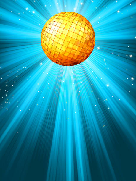 illustrazioni stock, clip art, cartoni animati e icone di tendenza di scintillante palla da discoteca blu. eps 8 - disco ball sunbeam evening ball design