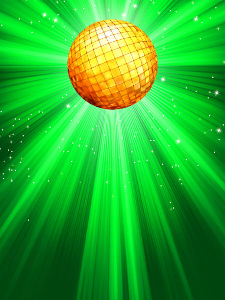 illustrazioni stock, clip art, cartoni animati e icone di tendenza di scintillante palla da discoteca verde. eps 8 - disco ball sunbeam evening ball design