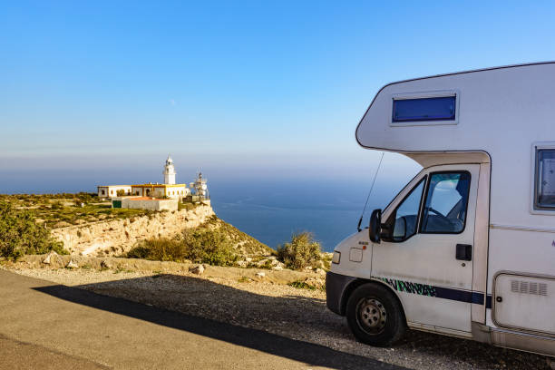 istock Caravan at Mesa Roldan lighthouse, Spain 1243625924