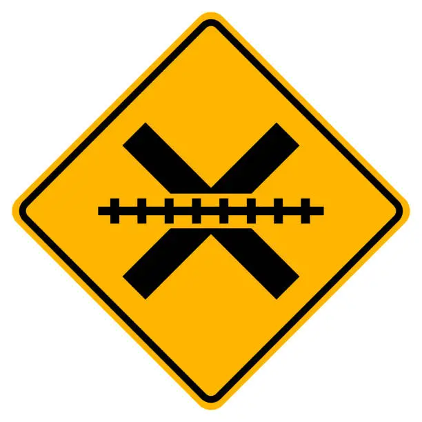 Vector illustration of Warning signs Railway Level Crossing on white background