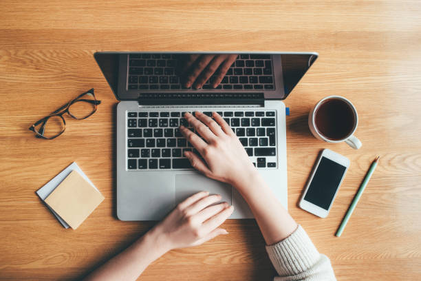 istock Young woman working in a home office. 1243640026