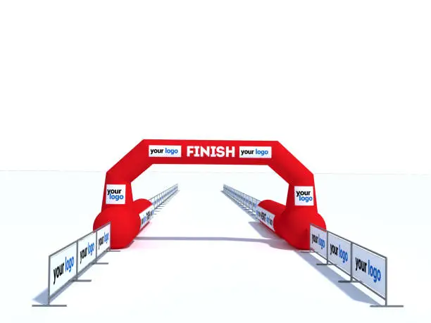 Inflatable start and finish line arch illustrations - Inflatable archways suitable for outdoor sport events 3d render.