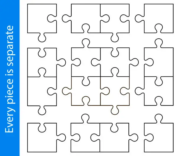 Vector illustration of Puzzle pieces vector set, separate pieces