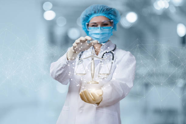 istock Doctor shows scales of justice icon . 1243689090