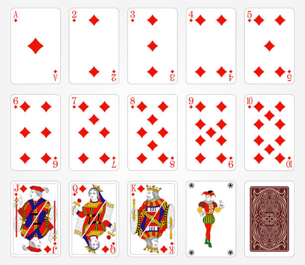 istock Playing cards of Diamonds suit on a white background.  Vector illustration. Original design. 1243689693