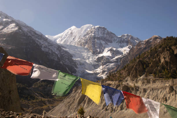 istock Buddhist prayer flags in Himalaya. Manang. Nepal 1243696658