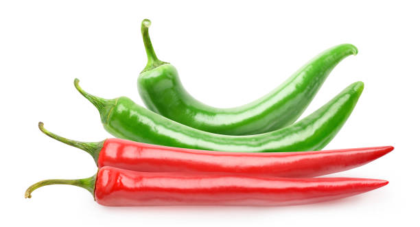Pile if red and green hot chili peppers