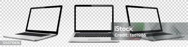 Laptop Mock Up With Transparent Screen Isolated Stock Illustration - Download Image Now - Laptop, Template, Computer Monitor