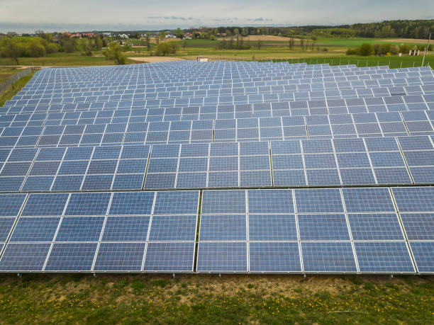 istock Solar power plant, aerial view 1243747792