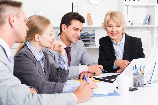 istock Business colleagues planning work at meeting 1243769339