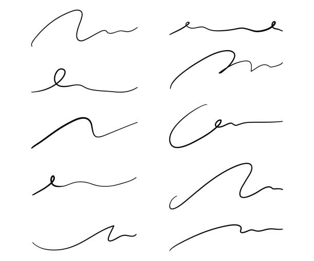 ilustraciones, imágenes clip art, dibujos animados e iconos de stock de conjunto de trazos aislados de pluma - single line pen felt tip pen ink