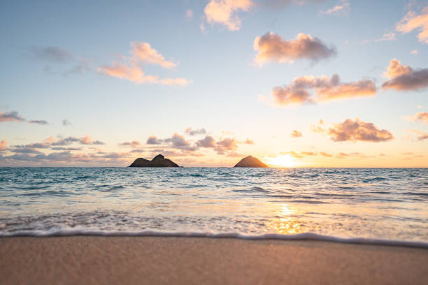 istock Scenic view of Pacific Ocean at sunrise 1243790181